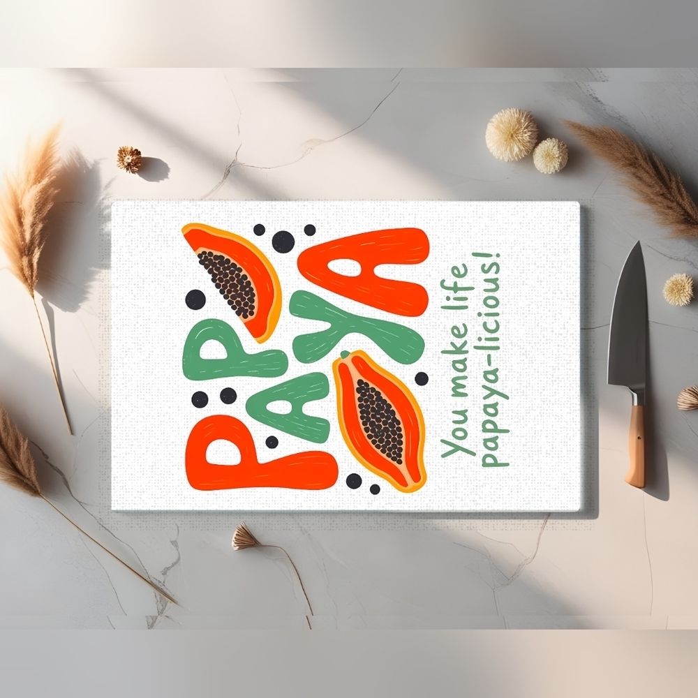 Colorful Papaya-Themed Cutting Board